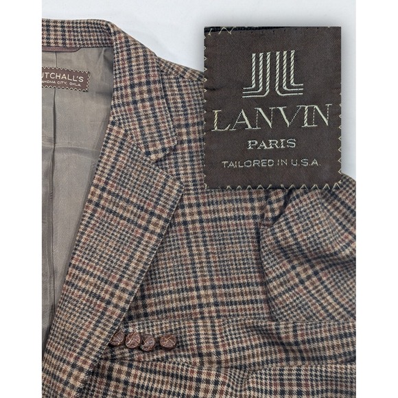 Vintage Lanvin Paris Blazer Sport Jacket Wool Suit Jacket Glenn Check 50R 52